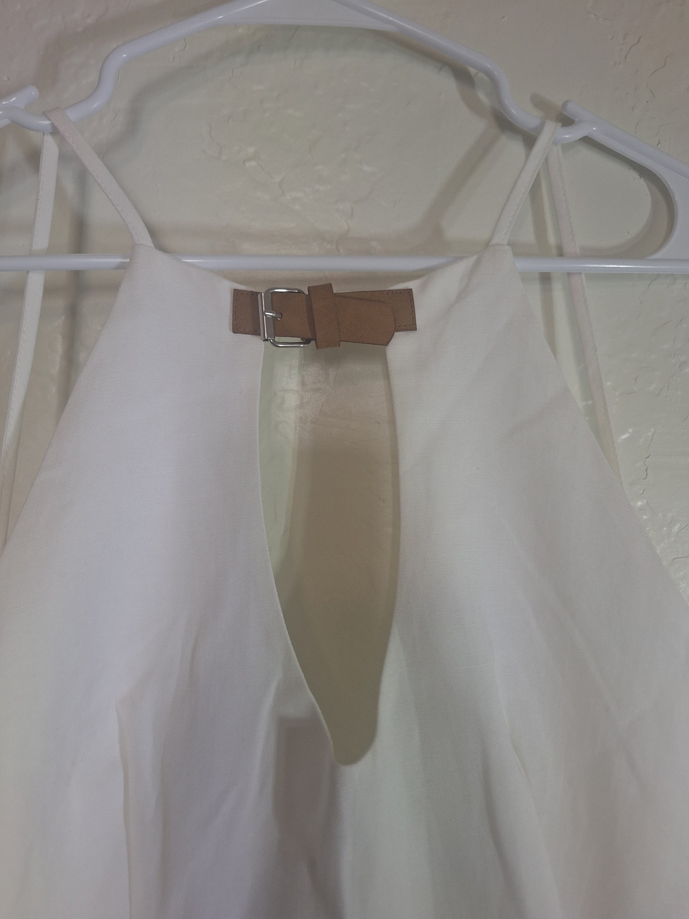 Zara Cream Mini Dress with Tan Buckle Detail